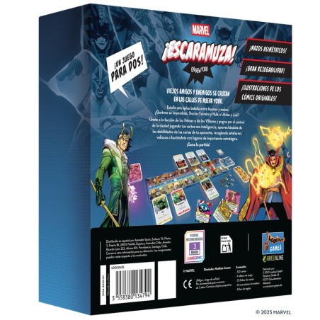 Back of the box image of the MARVEL: Skirmish! In New York game Buy Marvel games