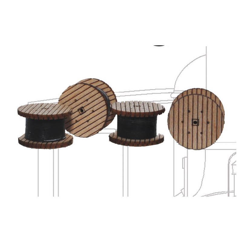 Set of four wooden reels. MABAR 87001