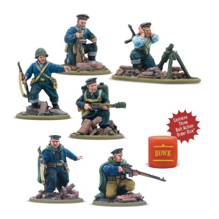 Equipos de armas de la Brigada Naval Soviética.