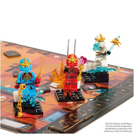 Components of the cooperative adventure game Ninjago: Destiny's Bounty Adventures by Asmodee.