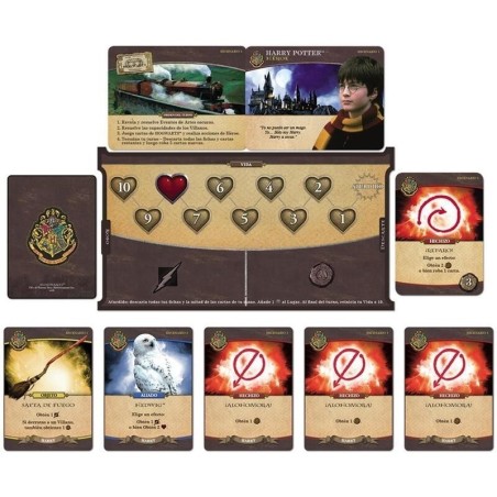 Construção cooperativa de baralhos do jogo de tabuleiro de Batalha de Hogwarts de Harry Potter