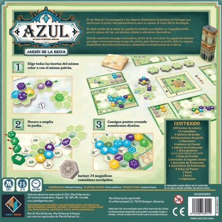 Gioco da tavolo per posizionare le tessere astratte del giardino blu della Regina | PLAN B GAMES