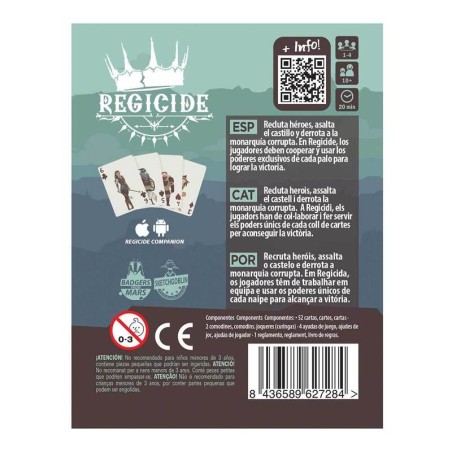 Regicide Cooperative Card Game Box Back by Devir - Buy at El Taller del Modelista