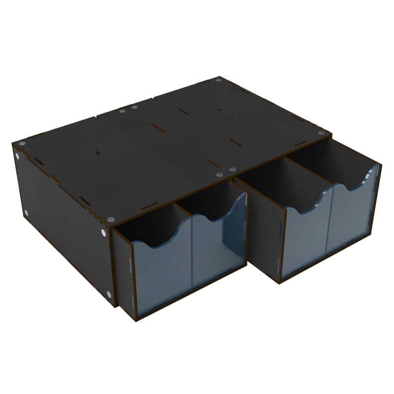 Stackable hobby drawer rack with 4 vertical drawers and magnets - Black.