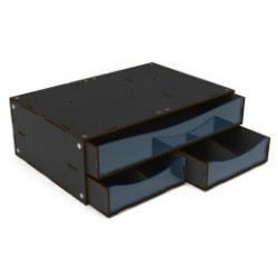 Módulo de gavetas empilháveis com 3 gavetas horizontais com divisórias - Preto.