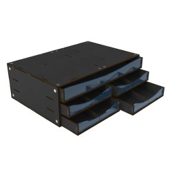 Module d’unité à tiroirs empilables avec 5 tiroirs horizontaux avec séparateurs - Noir.