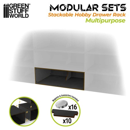 Module d’unité à tiroirs empilables creux - Noir.