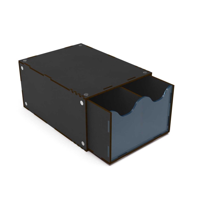 Half Stackable hobby drawer rack with 2 vertical drawers and magnets - Black.