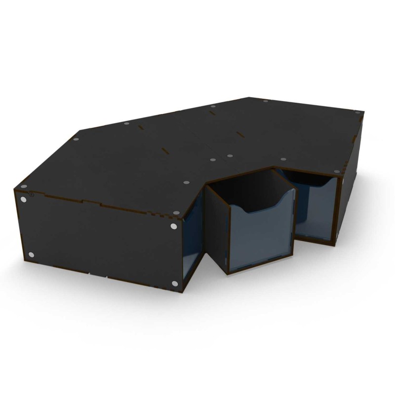 Stapelbares Eckmodul mit 3 Schubladen – Schwarz.