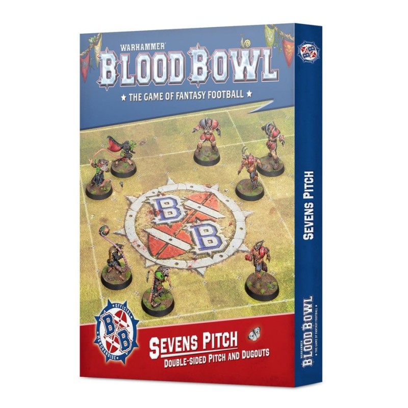 Blood Bowl Sevens: campo de dupla face e bancos.