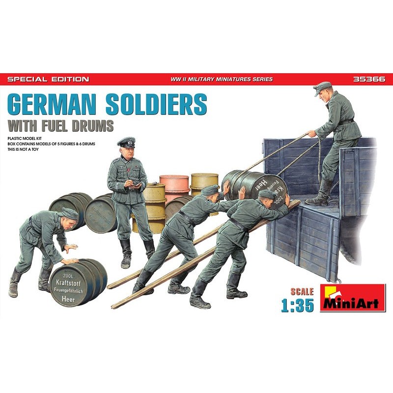 German Soldiers With Fuel Drums.