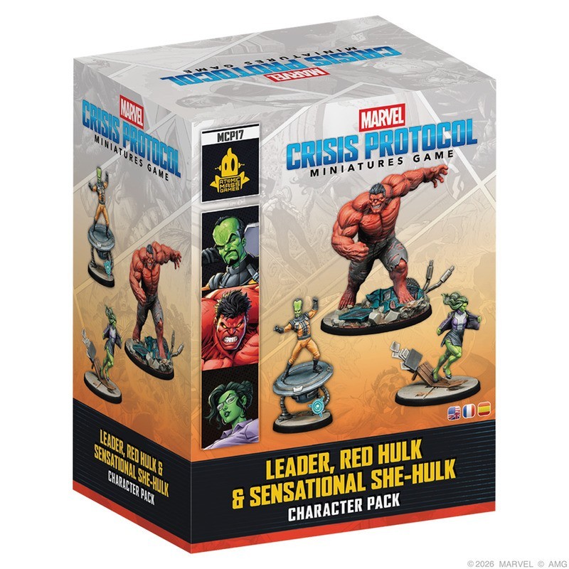 juego de miniaturas marvel crisis protocol leader, red hulk, sensational she-hulk de atomic mass games - comprar