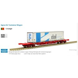 Sgnss 60' flat wagon with Ekol container, Takargo.