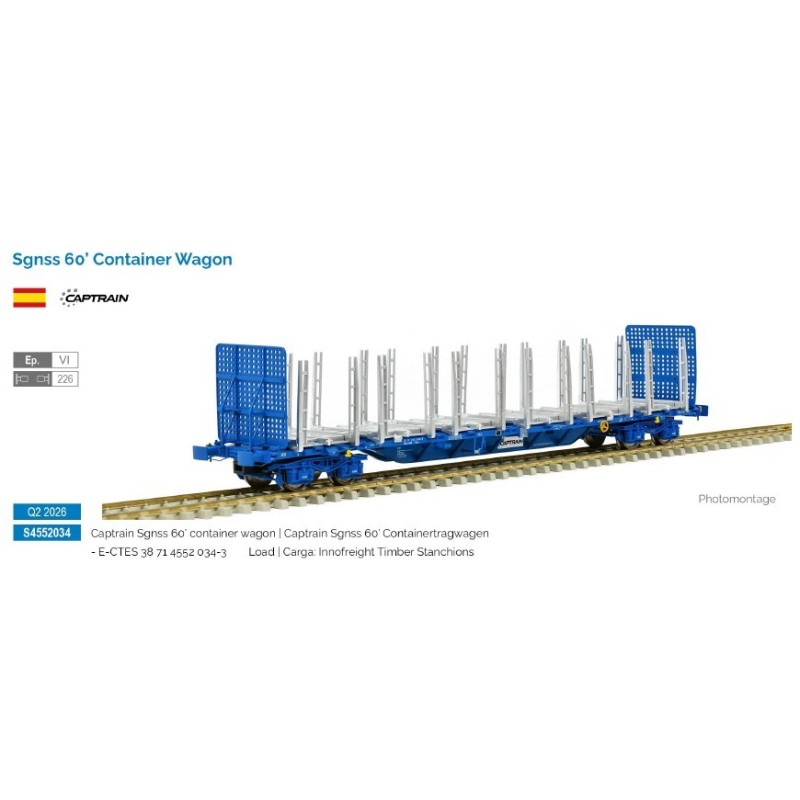 Sgnss 60' flat wagon for timber, Captrain.