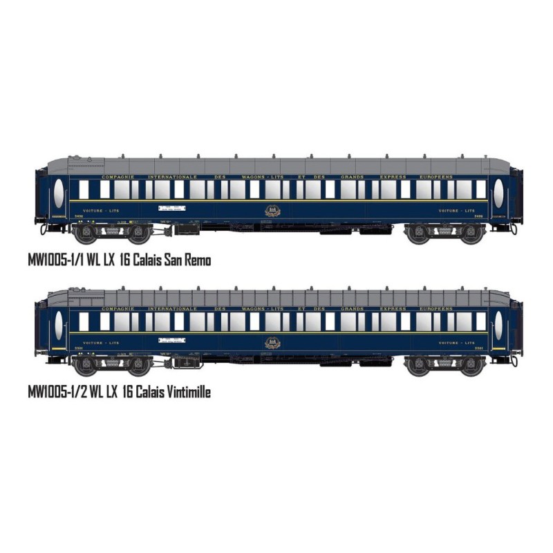 Set aus zwei CIWL Wagen "Le Train Bleu" (1954).