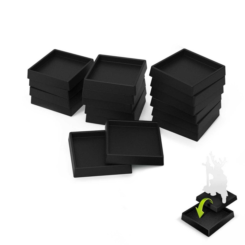 Black plastic bases - square, 25 mm (x20).