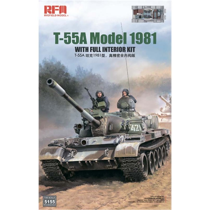 Modelo médio T-55A de 1981. Modelo médio T-55A de 1981.
