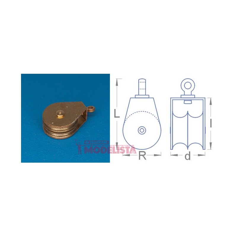 Polea para aparejo doble, 5,1 mm (x4). RB 108-25