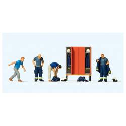 Firemen, preparing for the fire run.