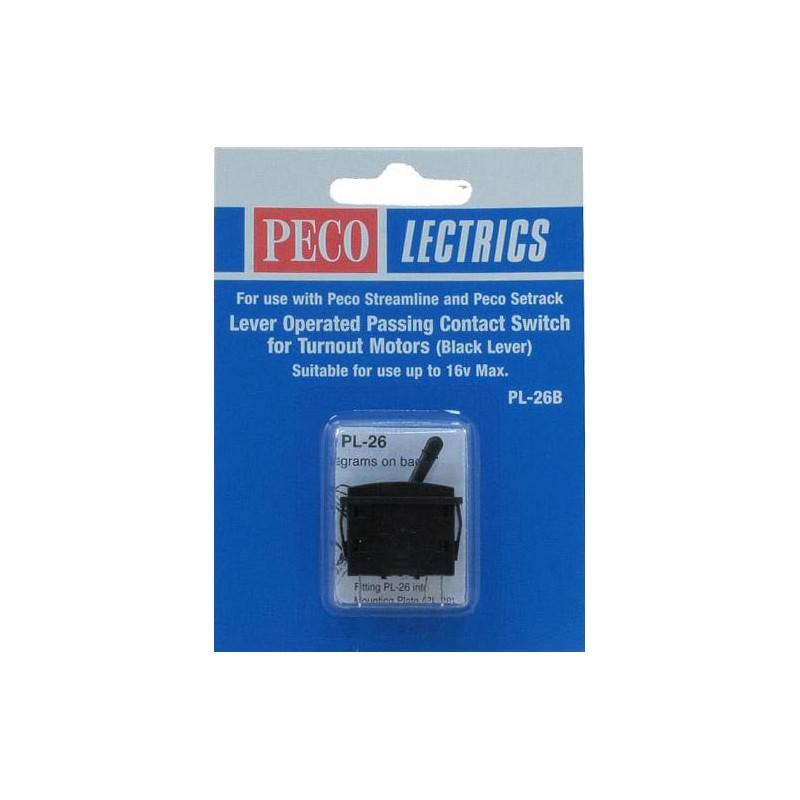 Passing contact switch, black lever. PECO PL-26B
