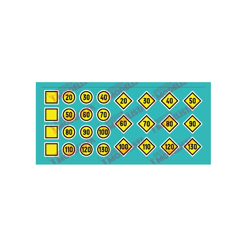 Señales ferroviarias: Limitación velocidad temporal. ETM 9016