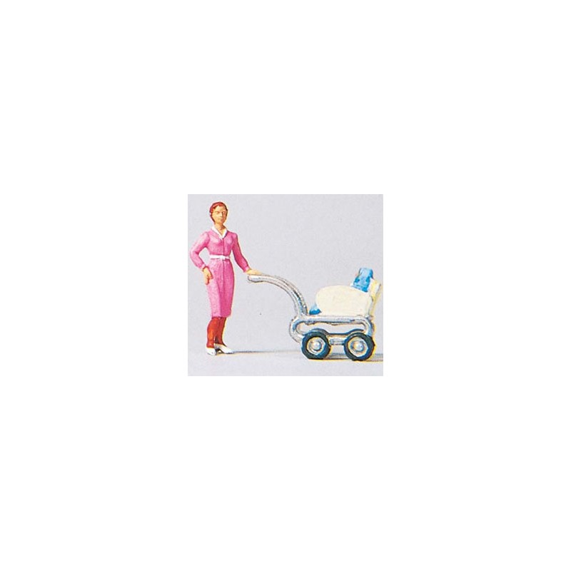 Mujer con carrito de bebe. PREISER 28037 Mujer con carrito de bebe. PREISER 28037