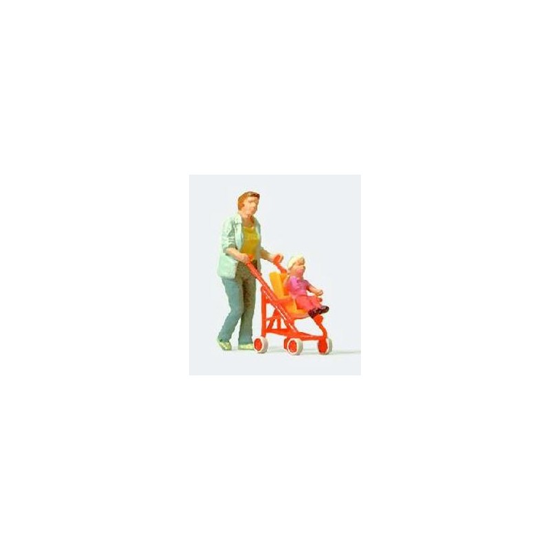 Mujer con silla de bebe. PREISER 28079 Mujer con silla de bebe. PREISER 28079