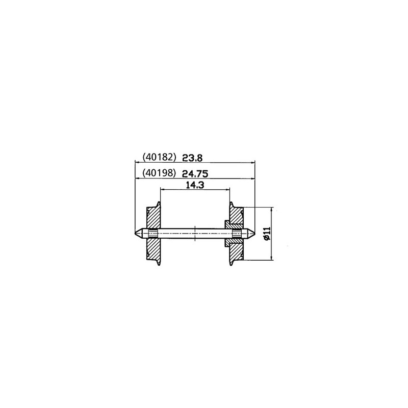 Set de ejes CC, 11 mm (x2). ROCO 40198