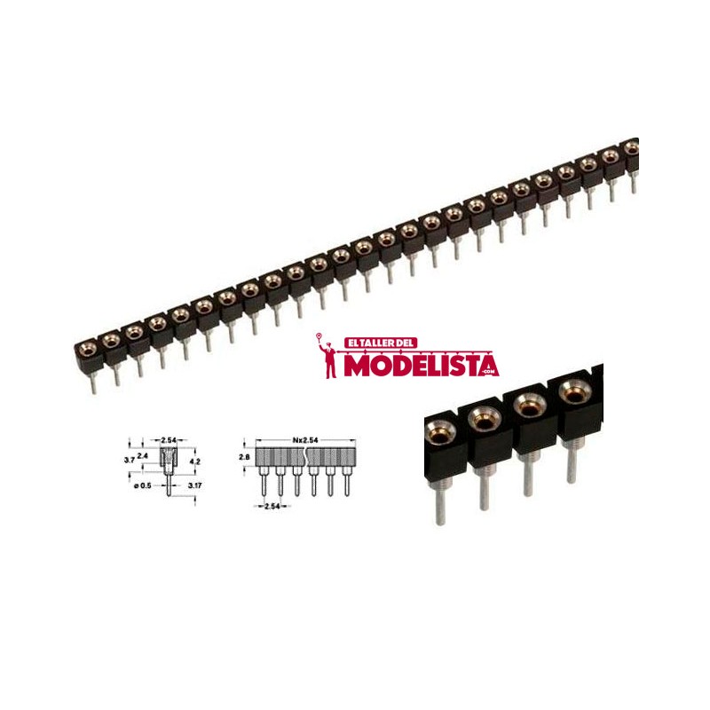 Tira con 40 conectores de pins rectos de 2,54 mm. ETM E001