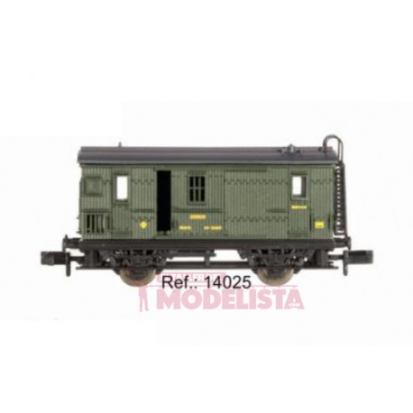 Wooden Correos car, RENFE. Green. IBERTREN 14025