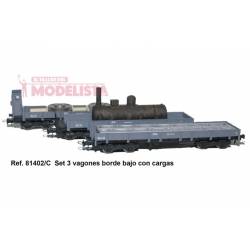 3-set wagons series MM, RENFE. With loads. MABAR 81402C