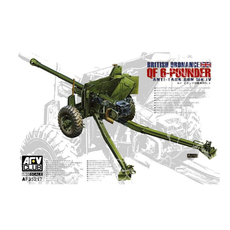 British Ordnance QF- 6 Pounder antitank gun. AFV CLUB 35217
