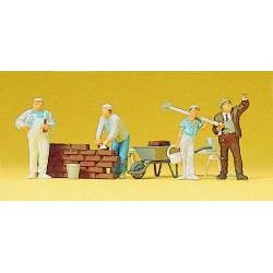 Bricklayers part built wall.