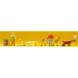 Gardening figures and tools.