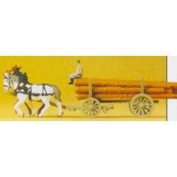 Horse and log cart. PREISER 79477