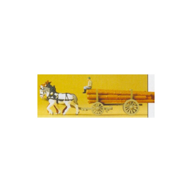Horse and log cart. PREISER 79477