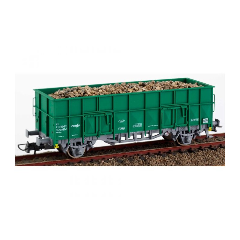 Vagón abierto tipo "X3" verde con carga, RENFE. KTRAIN 0701N