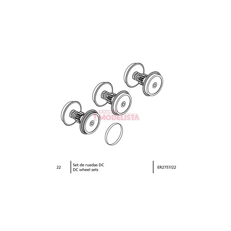 Wheel set for locomitves 277 RENFE. ELECTROTREN ER2757/22