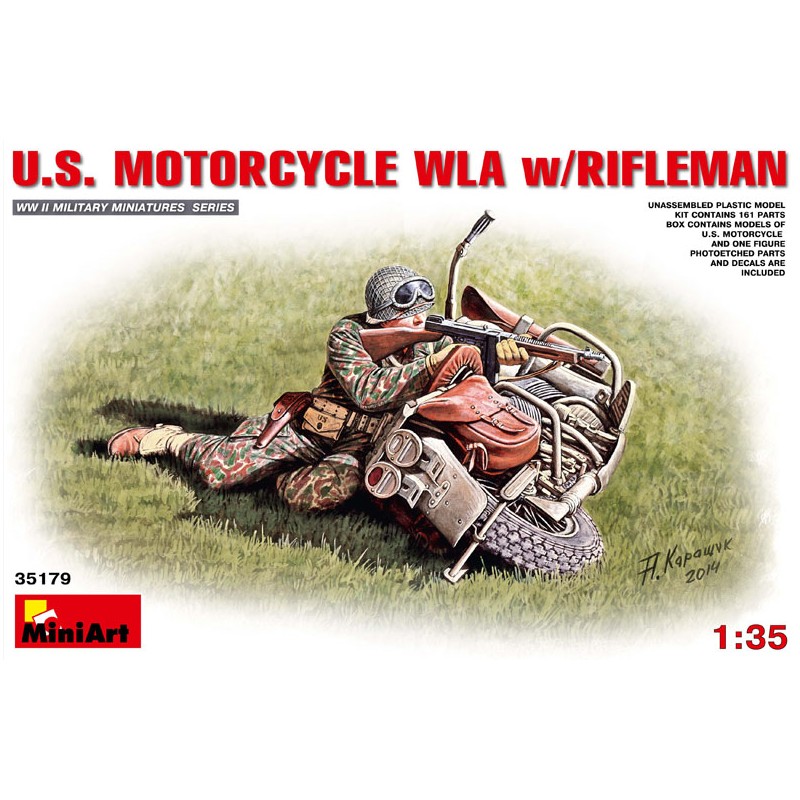 Motorcycle WLA with rifleman. MINIART 35179