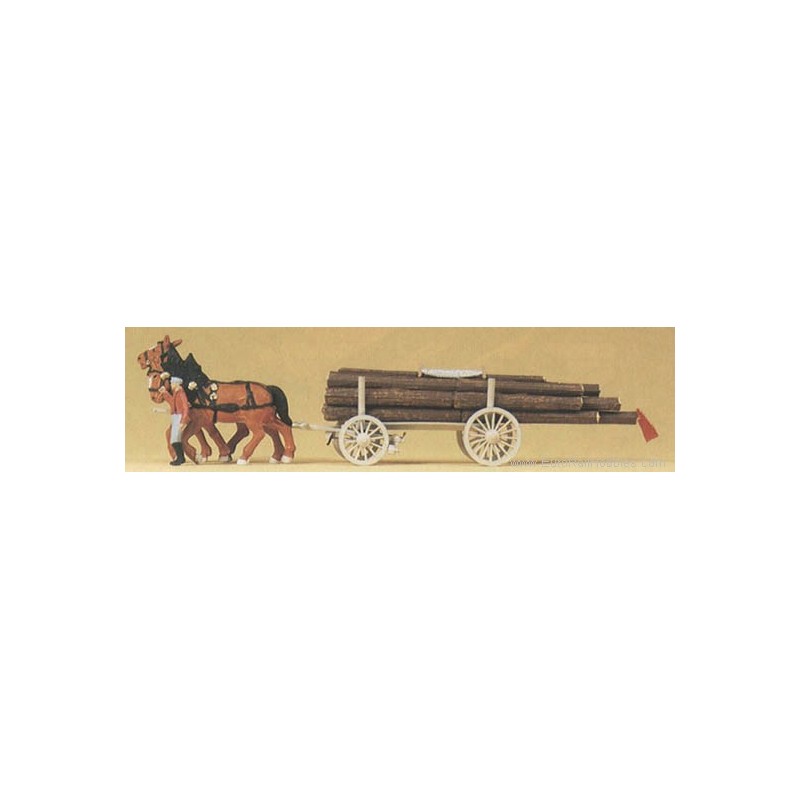 Horse drawn log wagon. PREISER 30465