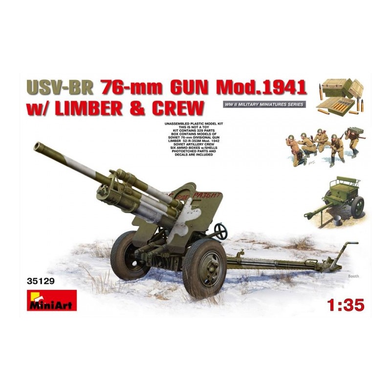 Cañón USV-BR de 76-mm, con artilleros. MINIART 35129