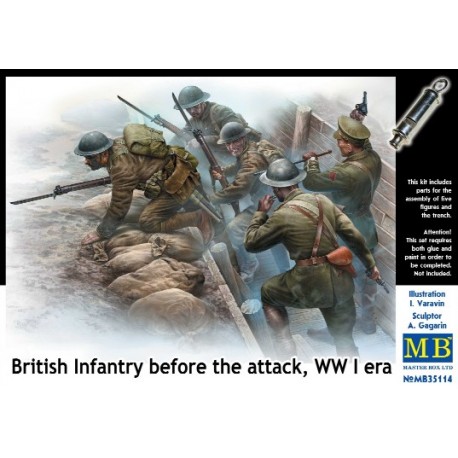 British Infantry before the attack, WWI. MASTER BOX 35114