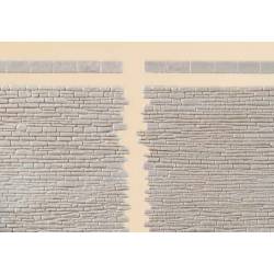 2 stone walls with end stones.