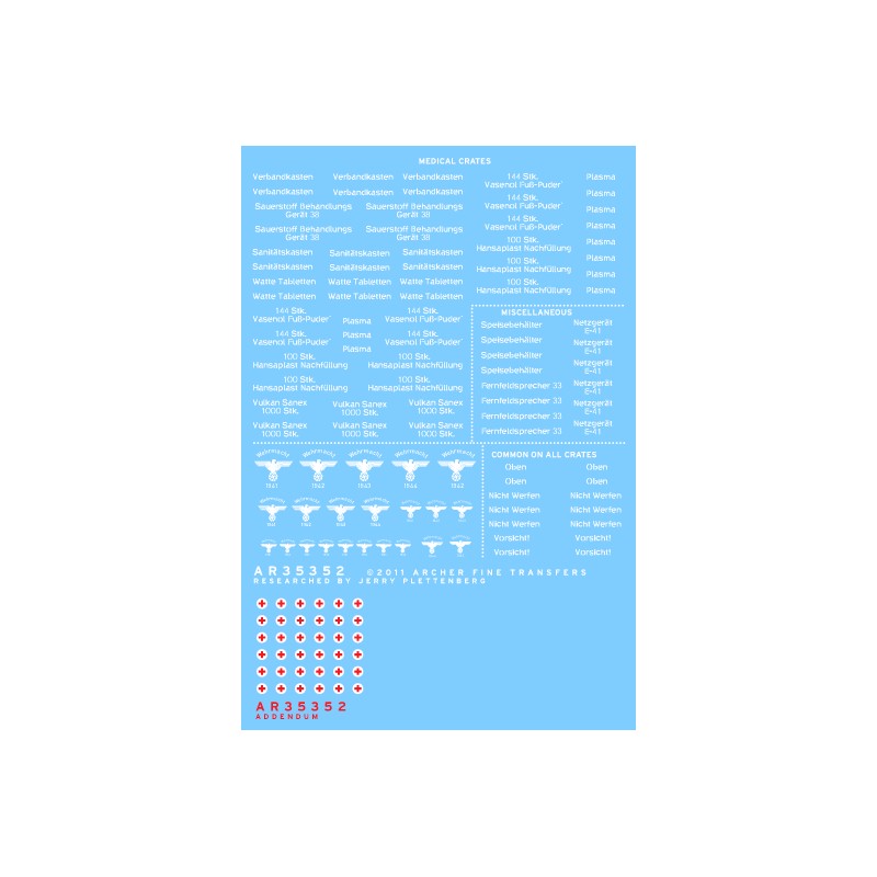 Rotulaciones: cajas médicas y de carga alemanas. ARCHER AR35352W