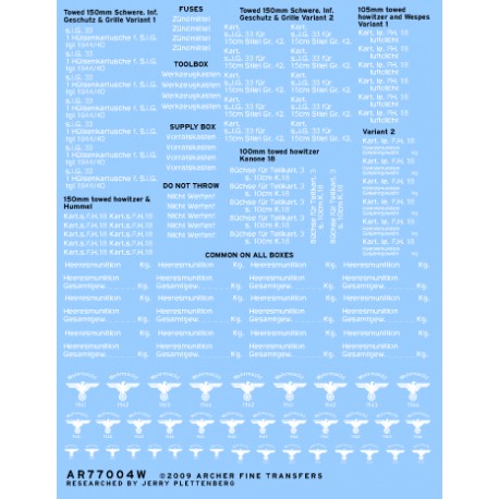 German ammo box. 100, 105 and 150 mm. ARCHER AR77004W