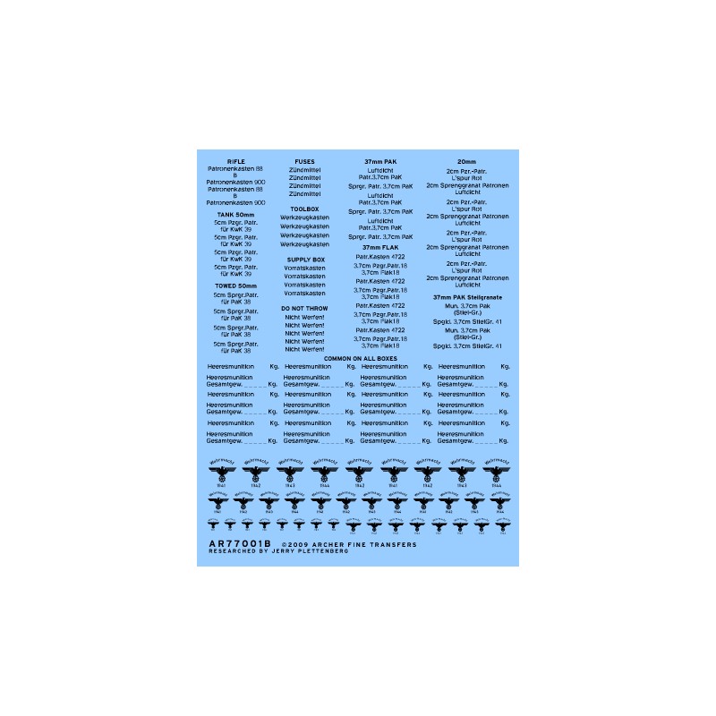 Cajas munición alemanas. Rifle, 20, 37 y 57 mm. ARCHER AR77001B