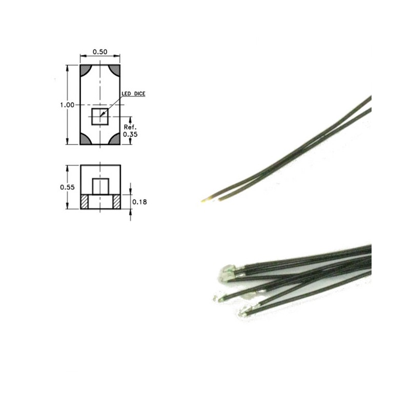 Red 0402 warm white led, with wires (x5). DIGIKEIJS DR60049