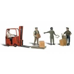 Workers with forklift.