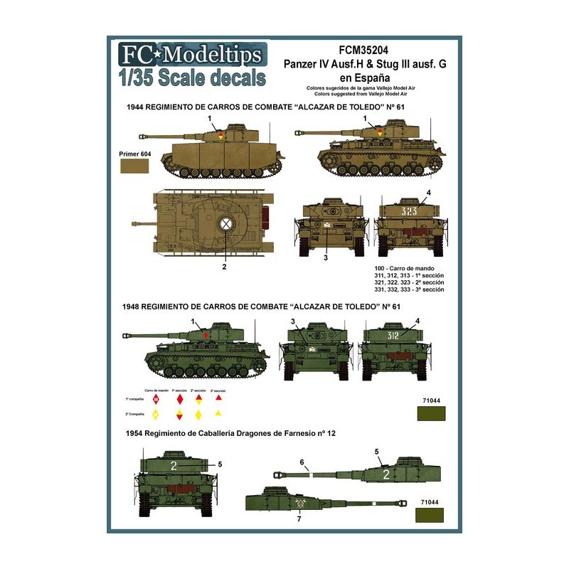 Decal set: Panzer IV y Stug III in Spain. FCMODELTIPS 35204