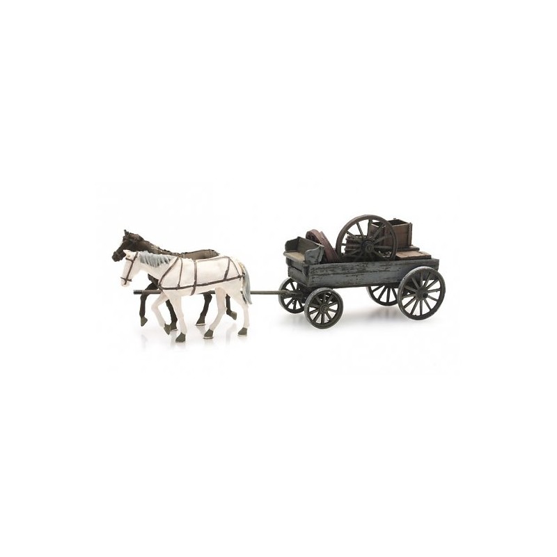Flatbed wagon with load.